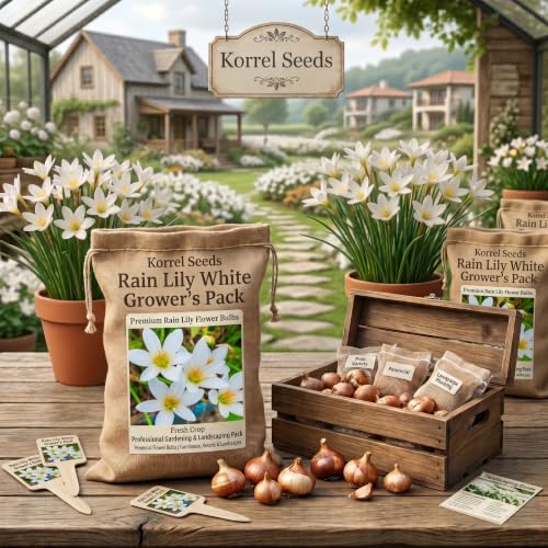 Image of Rain Lily Flower Bulbs | Premium Landscape Grade | Easy to Grow | Heavy Blooming Perennial Flowers | Ideal for Gardens, Farmhouses, Resorts & Landscaping | Healthy Bulbs Pack of 1000 White