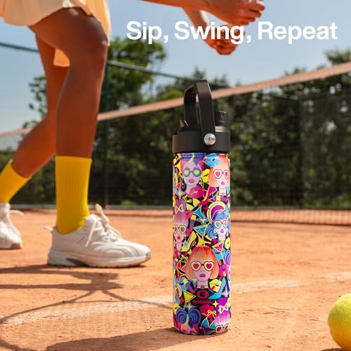 Image of ENCOOL Insulated Water Bottle with Straw Stainless Steel Water Bottle, Leak-Proof, BPA-Free, Double Wall Vacuum Keeps Cold for 24 Hours for Sports, Travel, School (26 oz, Cyan Girl)
