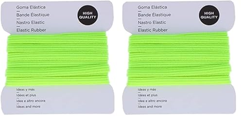 INNSPIRO Goma Elástica Amarillo Fluor 5.3mm. 3m., para costura y manualidades (Paquete de 2)