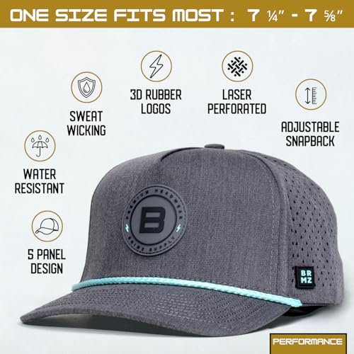 Image of BRIMZ Outdoor Performance Hat - Water & Sweat Resistant Hats - Breathable & Moisture-Wicking Snapback