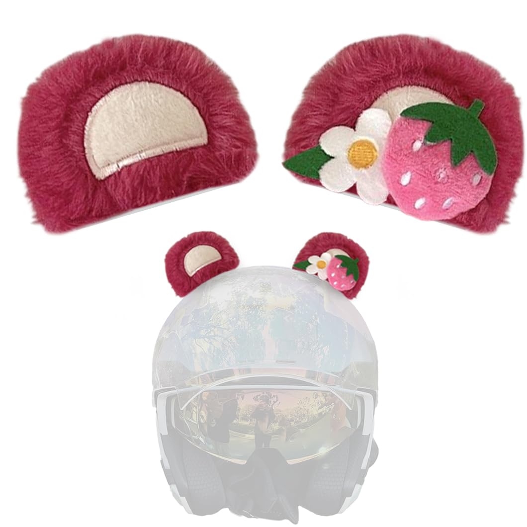 1 Pair Rose Red Bear Ears for Helmet Bear Ears Helmet Horns Helmet Accessory for Motorcycle Bicycle Ski Helmet Red