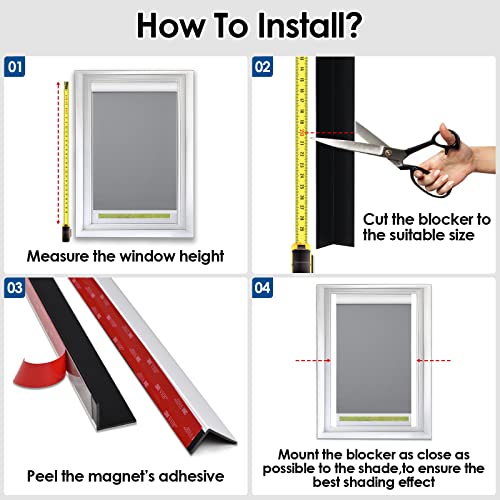 Moonice 100% Blackout Strips Light Blockers For Window Shades And Blinds - Block Light Along The Sides Of Blackout Blinds Great For Bedroom Nursery, Light Blocking Strips (White, 58.5", 2Pcs) #TOP7