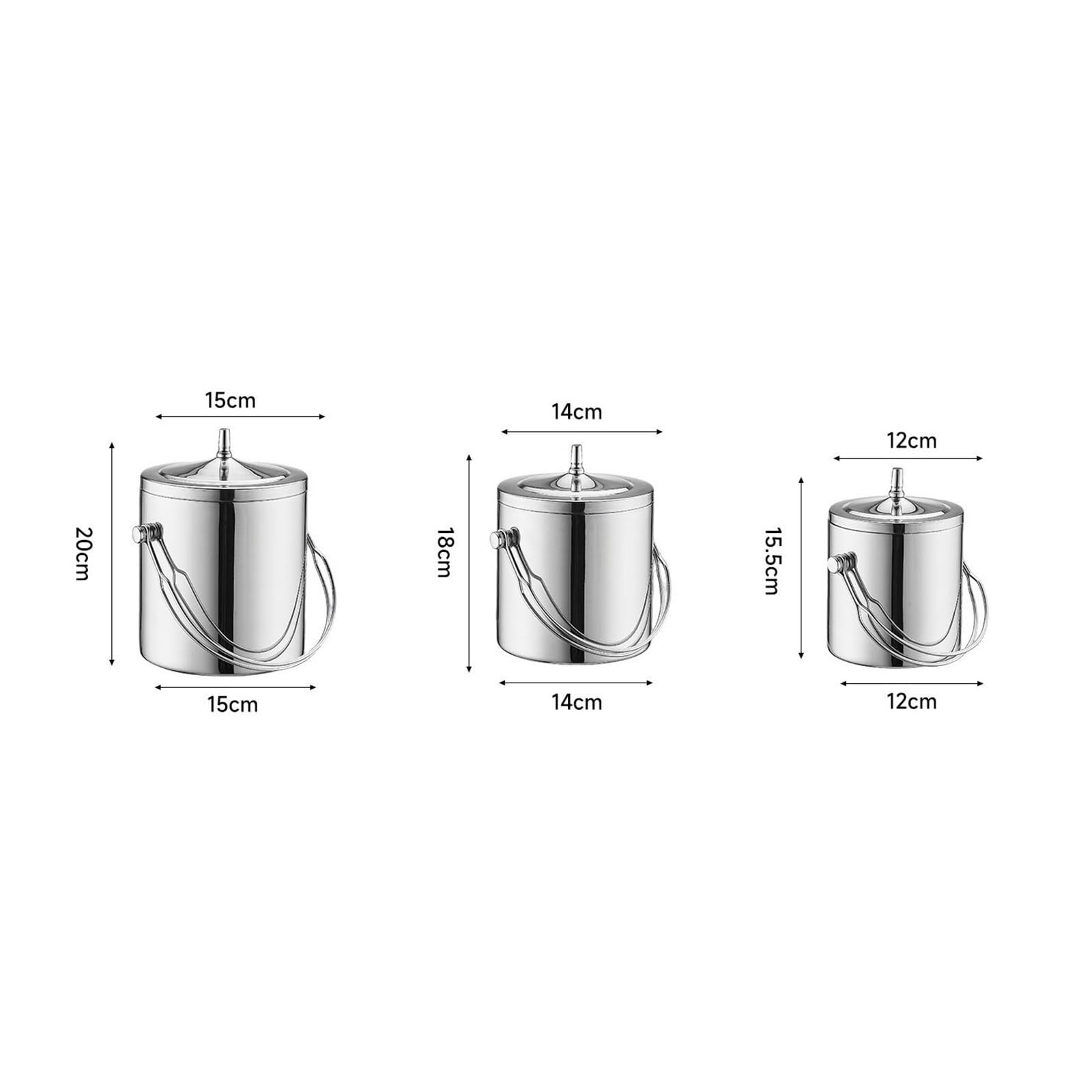 Eiskübel Doppelwandiger Eiskübel aus Metall mit Deckel for Cocktailbar, Wein, Home-Bar-Zubehör Weinkühler | Groß