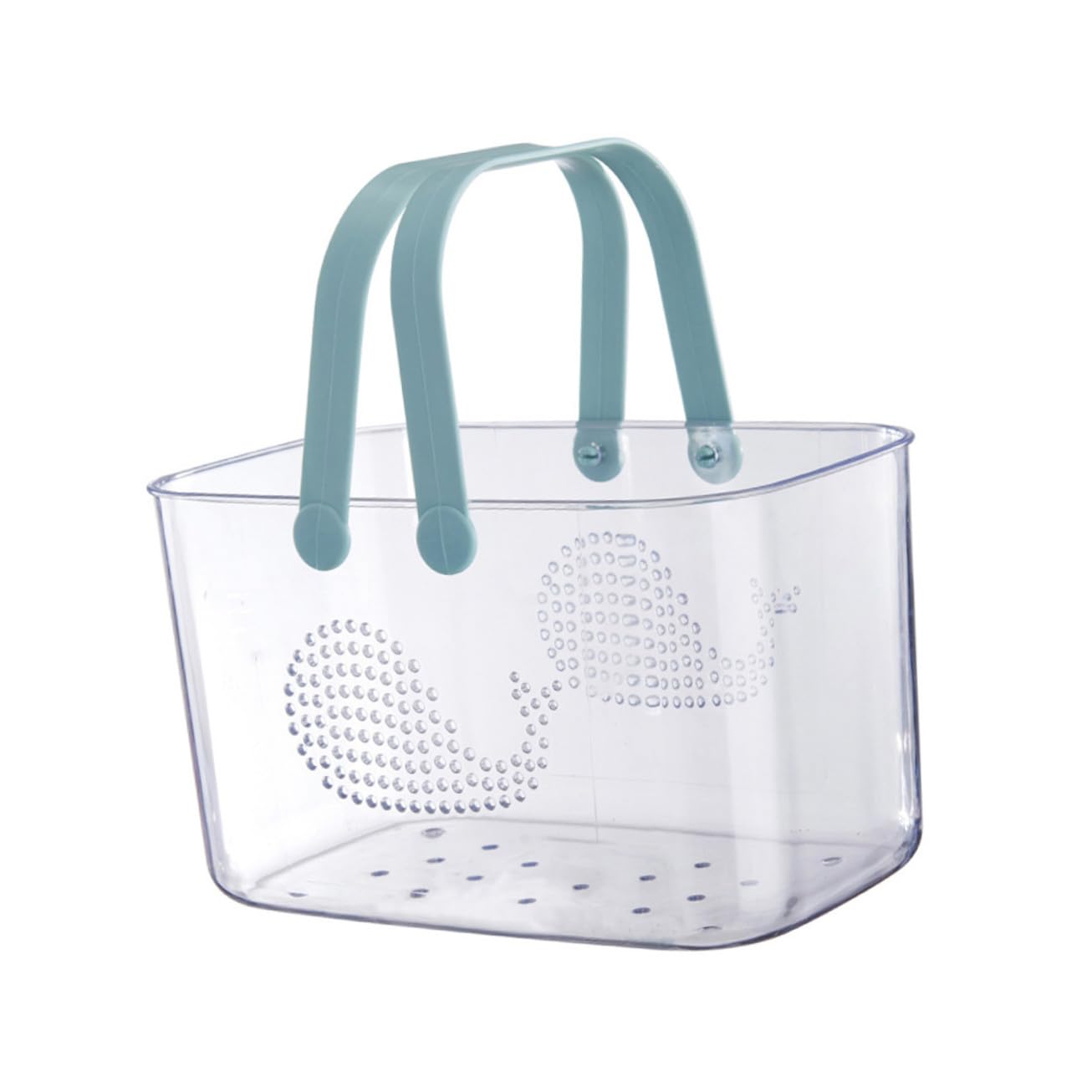 Cesta de Ducha Portátil Azul Transparente, Cesta de Plástico con Asa y Drenaje, Organizador de Baño Multifuncional para Almacenamiento y Uso en Ducha, Hogar o Viaje