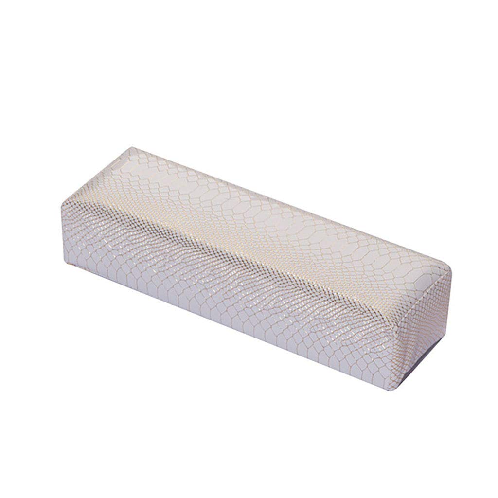 ZERIRA Nail Art Hand Pillow, Stripe PU leather Waterproof and sweatproof Soft Hand Pillow Arm Cushion Rest Holder Nail Care Tools (White)