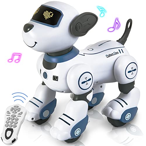 Remote Control Robot Dog for Boys Girls Age 3 4 5+, Programmable Interactive & Smart Dancing Walking RC Robot Dog Toys with Touch Function, Voice Control, Electronic Dog Pets Toys Gifts for Kidsï¼Blue)