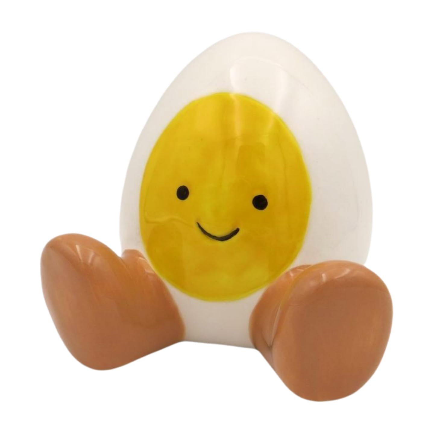 Giftware Trading Multicolor Ceramic Sitting Smiley Egg Easter Decoration – Cute Fried Egg Ornament, Spring Home Décor Shelf/Table Decoration