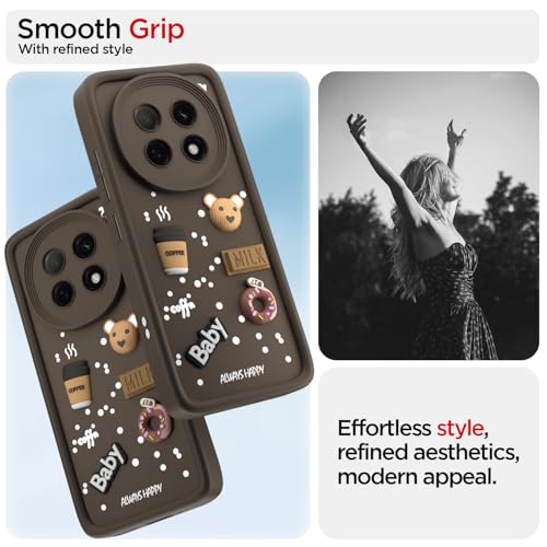 Image of Pikkme Back Cover for Oppo F29 Pro 5G | Cute Fun Cartoon 3D Bear Silicone Full Body Protection Bumper Case (Brown) | Cute