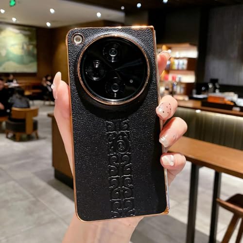 Image of MILLION CASES Back Cover Case for OnePlus Open Shockproof Protective Refined Elegance Electroplated Leather Case for Men & Boys(Black)