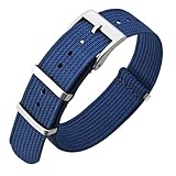 [ANNEFIT] 時計ベルト 20mm 一本通しナイロン時計バンド ミリタリー腕時計替えバンド ブルー/シルバーバックル