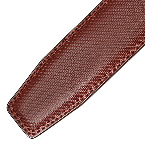 Men's Leather Ratchet Belt Strap Only 35mm 1 3/8,Leather Belt without Buckle (brown, UP TO Waist：44")4