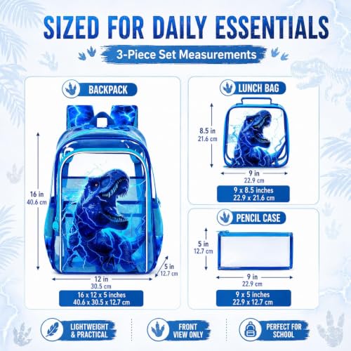 Image of KLFVB 3PCS Clear Backpack for Girls and Boys, Kids See Through Backpacks Stadium Approved, Transparent Bookbag for Elementary