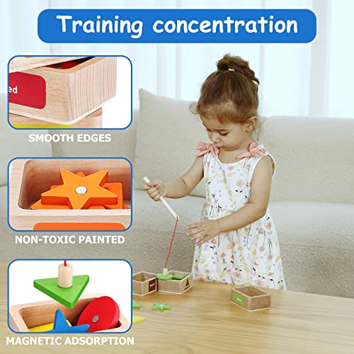 Nugzix Montessori Toy Shapes Sorting Matching Box&Fishing 2-In-1 Color Sorting & Shape Sorter Toys For Toddlers 1-3 Year Old Gifts #TOP2