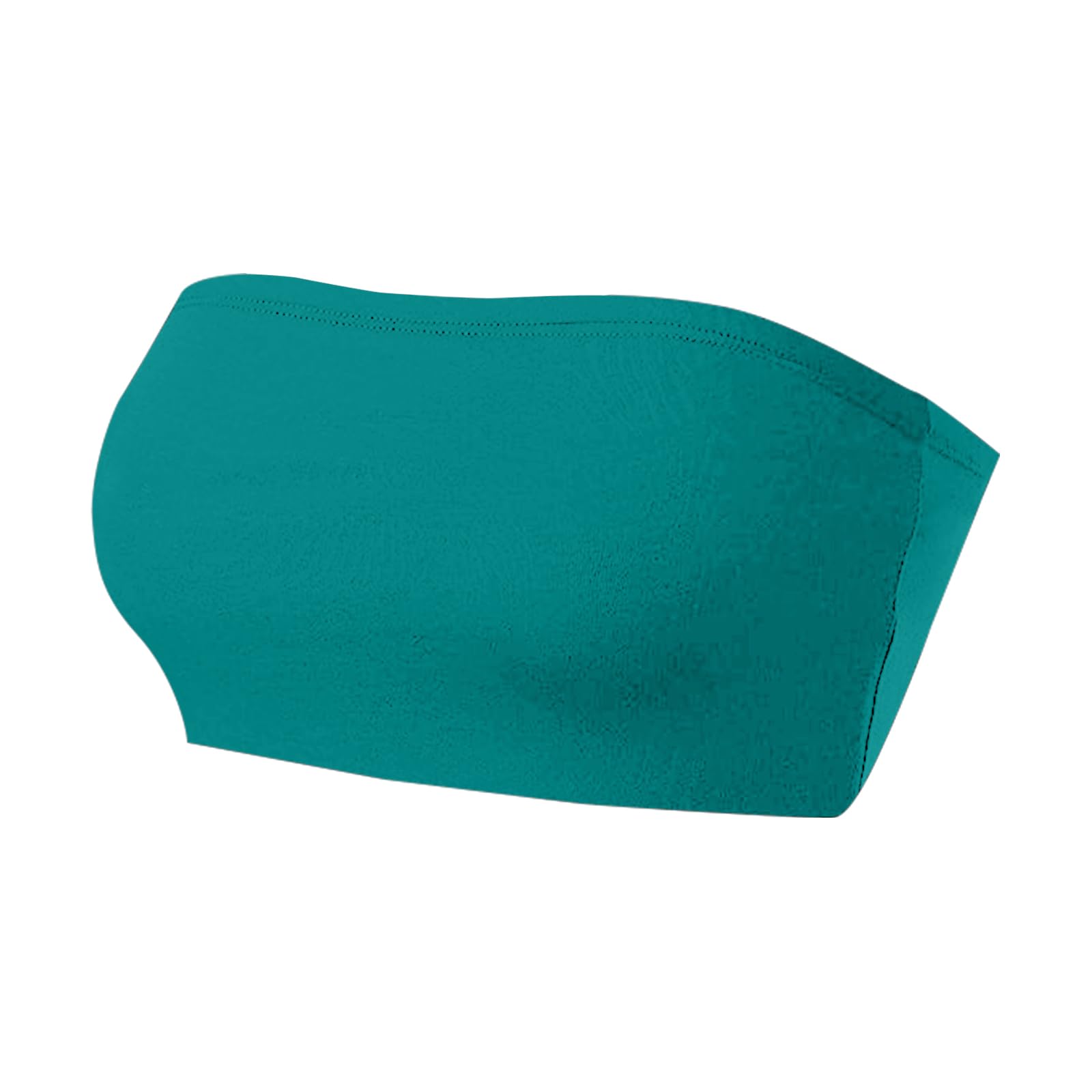 Netsetuk Women's Teal Strapless Bandeau Boob Tube Solid Seamless Vest Inner Bra Support Causal Stretchy Sleeveless Crop Tops For Summer Beach Wear