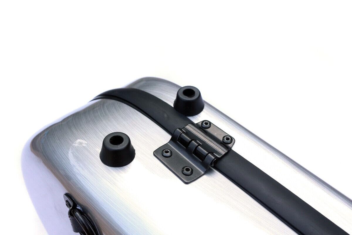 4/4 Violinenkoffer in voller Größe, Carbonfaser-Streifen, Nadelstreifen, gebürstet, leicht, bunt, leicht zu tragen (Silber gebürstet)