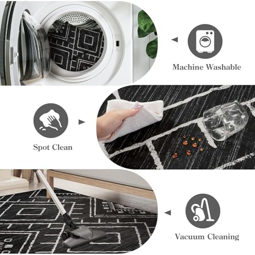 Tapete decorativo 5x7 Negro estilo Boho Geométrico miniatura 5