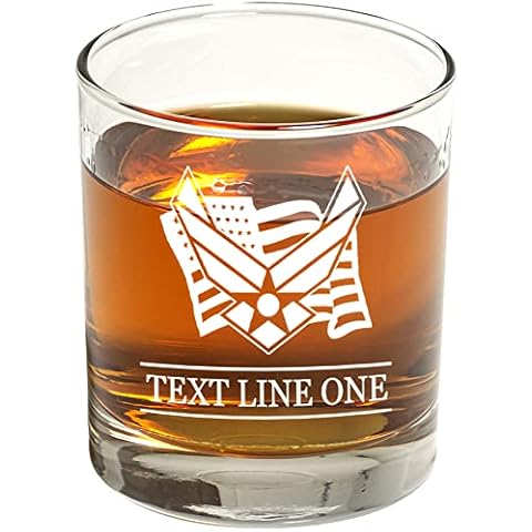 US Air Force Whiskey Glass (Set of Two) – Air Force Engraved Exquisite Whiskey Glass - Present for Whiskey Lovers - USAF Veteran Gift for Retirement, Graduation, Birthday – Air Force Barware Cover