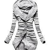 Daman Mit Kapuze langen loose gestreift Warm Abschnitt sowie dicke Samt Gestrickt knopf Strickjacke outwear Mäntel Tunika Parka hoodie Tuniken Kapuzenpullis Kapuzenpullover Kapuzenjacke