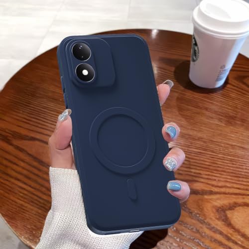 Image of Outlouders Back Cover for Redmi Note 17 5G | Soft Matte Silicone | Magnetic-Safe Logo Design (Magnetic-Safe Not Compatible) | Shockproof | Protective Bumper Case (Blue)