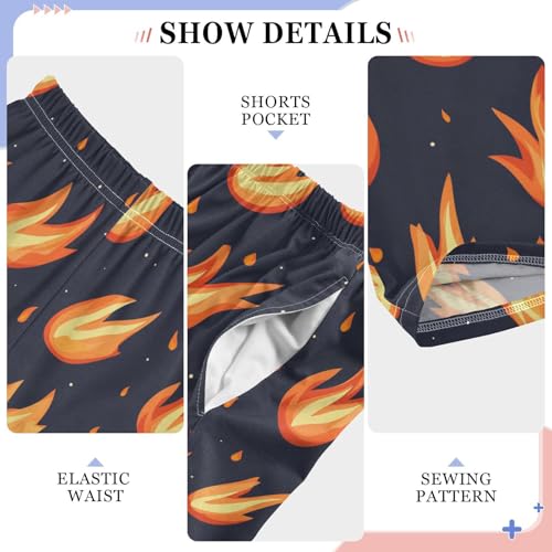 Boys' Pants Orange Fire Flame Dots Long Bottoms Jogger Pants Elastic Waist Trousers with Pockets S-XL4