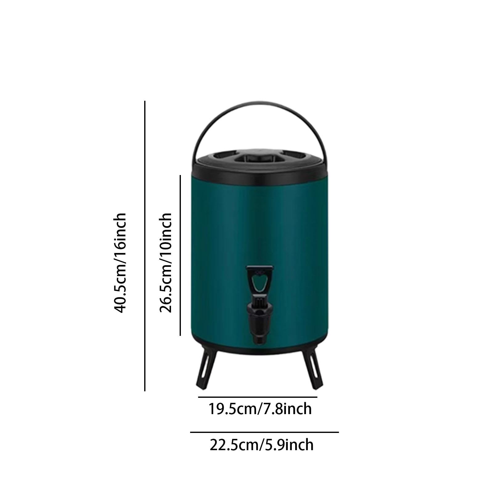 Barril Isotérmico, Dispensador de Bebidas, Bote de Té de Acero Inoxidable con Doble Tapa de Rosca para Conservar El Y El Frío, tal como se describe, 10l Verde
