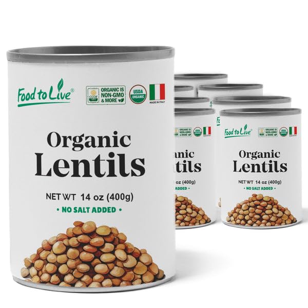 Food to Live Organic Canned Lentils, 14 oz (Pack of 8) – Unsalted, Non-GMO, Vegan. Ready to Eat. Perfect for Salads, Soups and Quick Meals. Wholesale