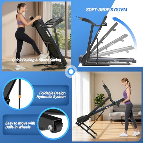 Image of Treadmill with 20% Auto Incline, FUNMILY 4.5HP Heavy Duty Treadmill for Home, 400 lb Weight Capacity Folding Running Machine, Smart Data Monitoring /Shock Absorption /Large LED Display