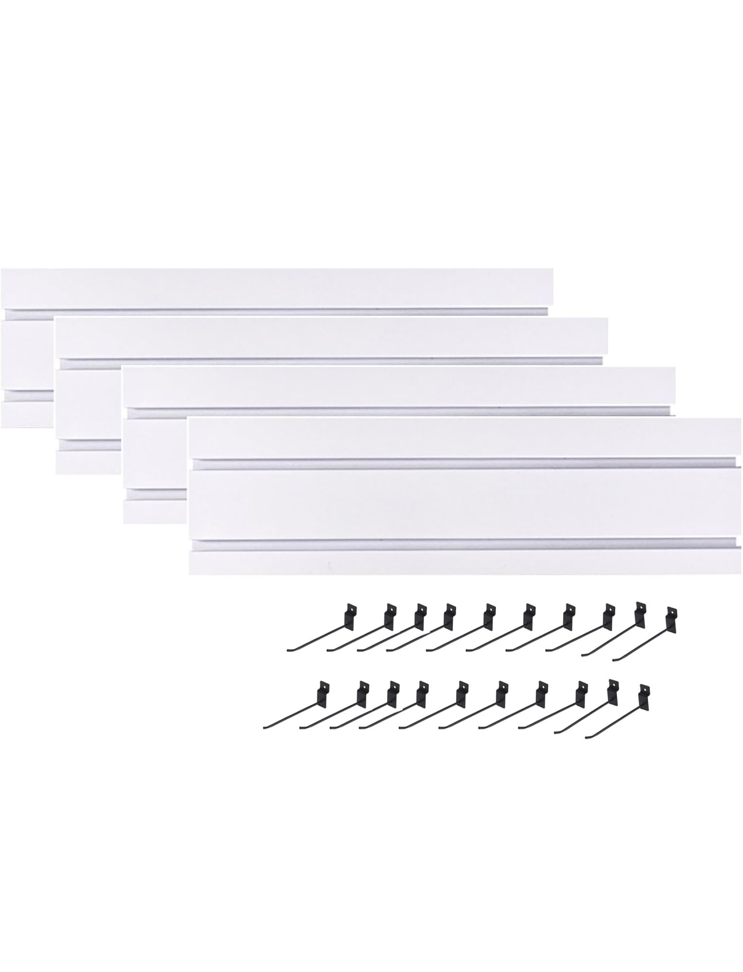 4-pak paneli Slatwall do garażu i przechowywania rękodzieła – montowany na ścianie stojak ścienny z 20 haczykami blokujący design beżowy (15,5 cm x 60 cm) do narzędzi i rzemiosła.