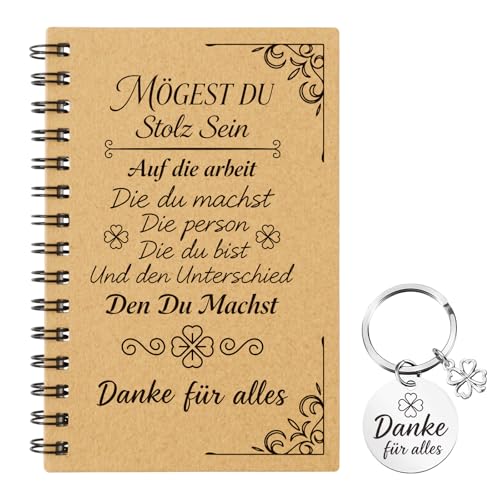 peacoblue Notizbuch Geschenkset,Deutsches vierblättriges Kleeblumenmuster