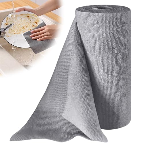 GOMETY Lot de 50 Rouleaux de Chiffons de Nettoyage en Microfibre, 30 x 30 cm, Non Pelucheux, Lavables, Pour Voiture, Cuisine et Maison