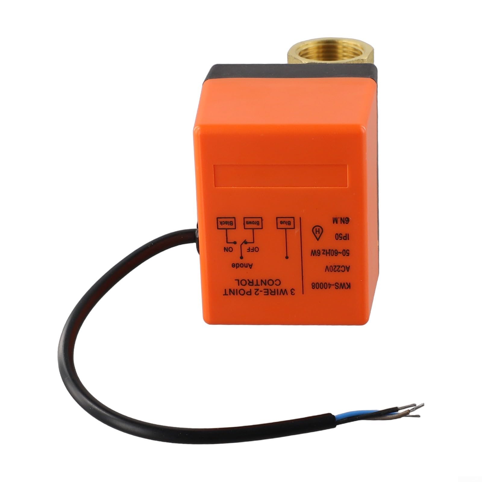 DN20 6N Two Way Motorized Ball Valve, Brass 3-Wire AC 220V Electric Valve with 2 Control Wire, IP50 Rated for Floor Heating, Hot/Cold Water, .3 MPa Max Pressure