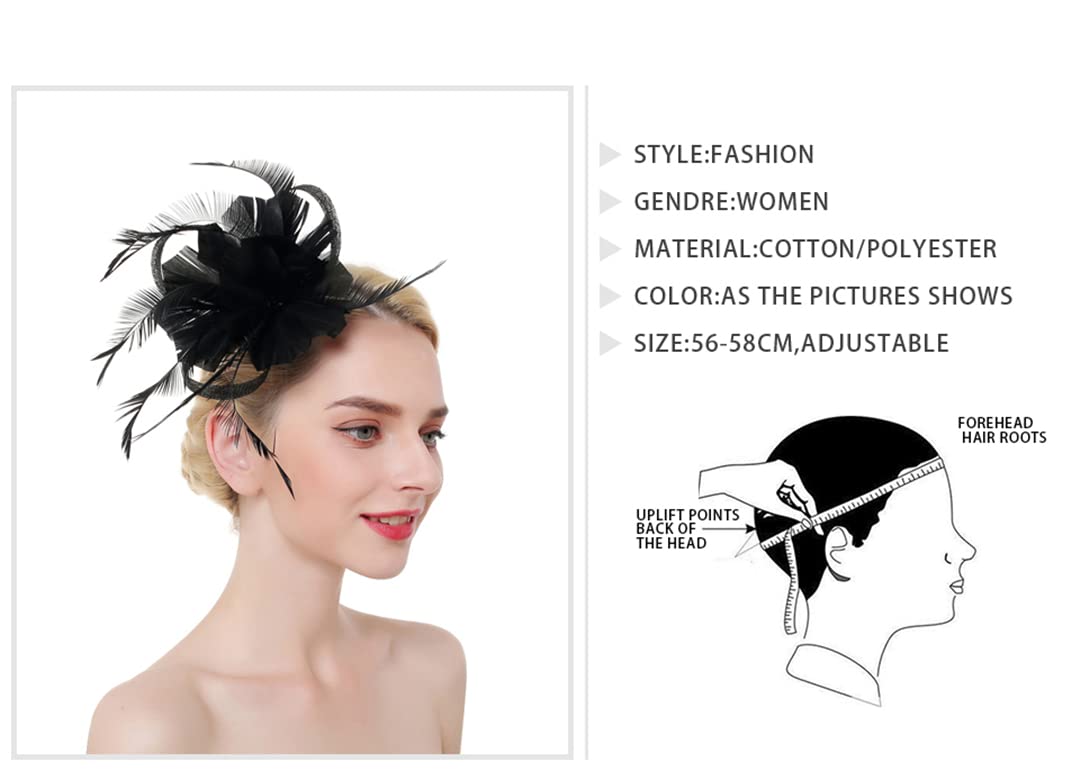YTBHSHXZ， Fermagli for capelli da donna con piume, for feste e matrimoni, con fermagli for capelli a forma di fiore.