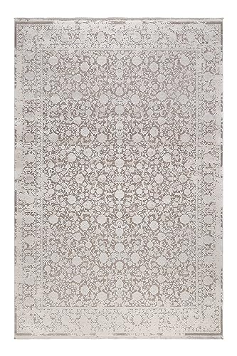 Wecon Home Moderner Esprit Teppich gewebt im edlen Vintage Look für Wohnzimmer, Schlafzimmer und Arbeitszimmer – Florida (120 x 170 cm, weiß)