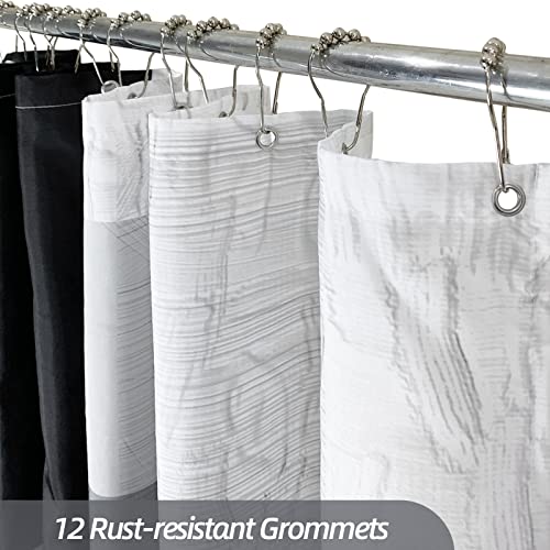 Tomoasfu Shower Curtain For Bathroom Waterproof Fabric Cloth Bathroom Curtain With Weighted Hem And 12 Rustproof Metal Hooks Black White #TOP3