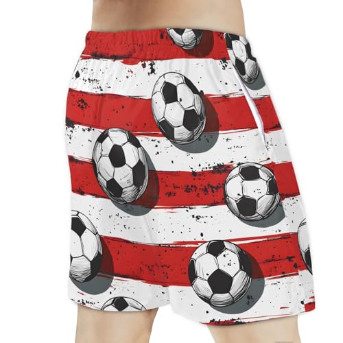 Men's Swim Trunks Size S Soccer Patterns with Mesh Lining Soft Breathable Quick Dry Beach Shorts3