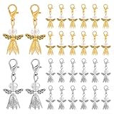PH PandaHall 40Pcs 2 Couleurs Ange Breloques Perles Pendentif Porte Clés Breloques Gardie...