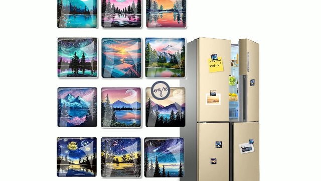 12 Imánes Decorativos Cuadrados de Vidrio para Refrigerador miniatura 7