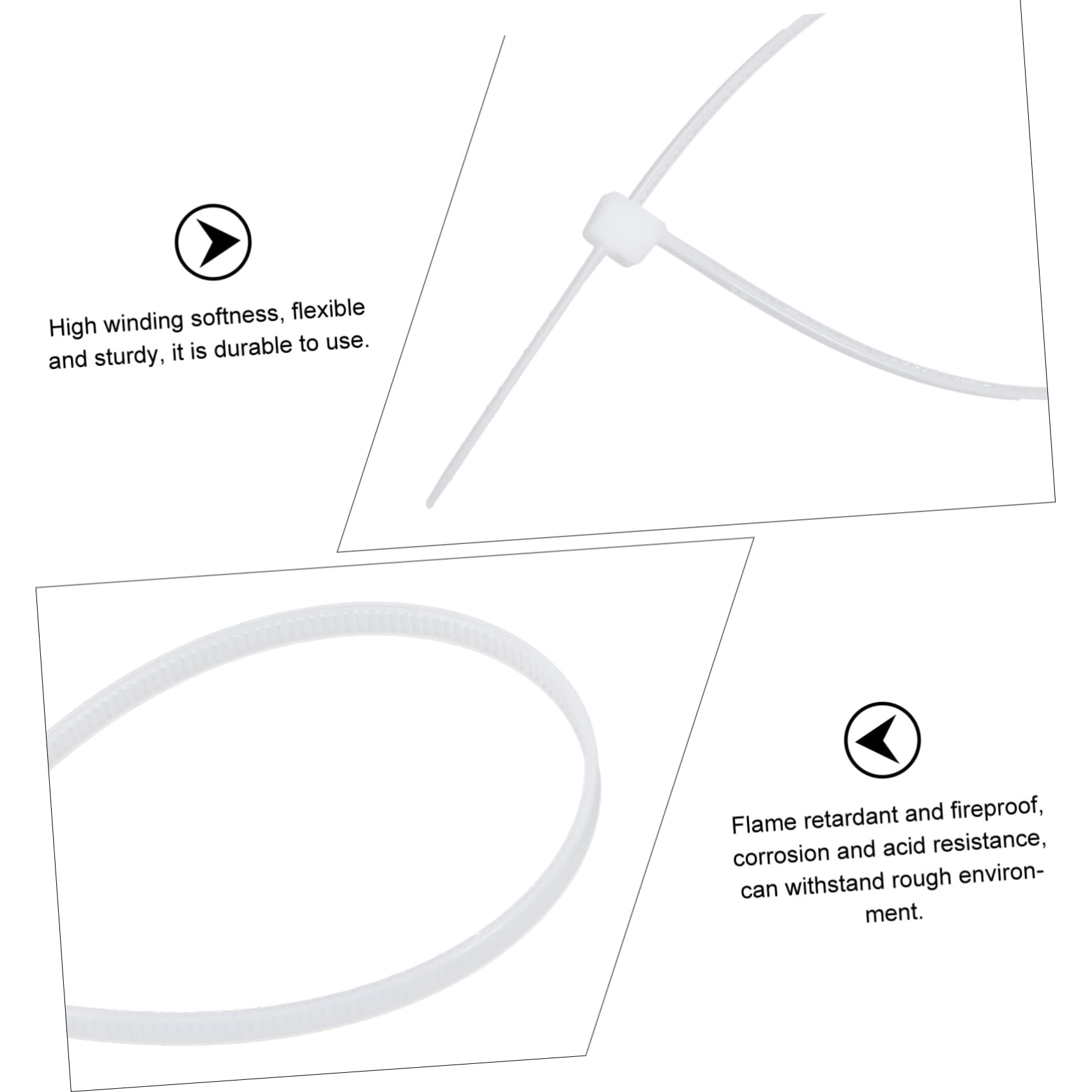 Hochbelastbare Nylon Kabelbinder Weiß für Innen und Außen | Flexibel, Säurebeständig und Leicht zu Tragen, 2 Packungen mit 1000 Stück