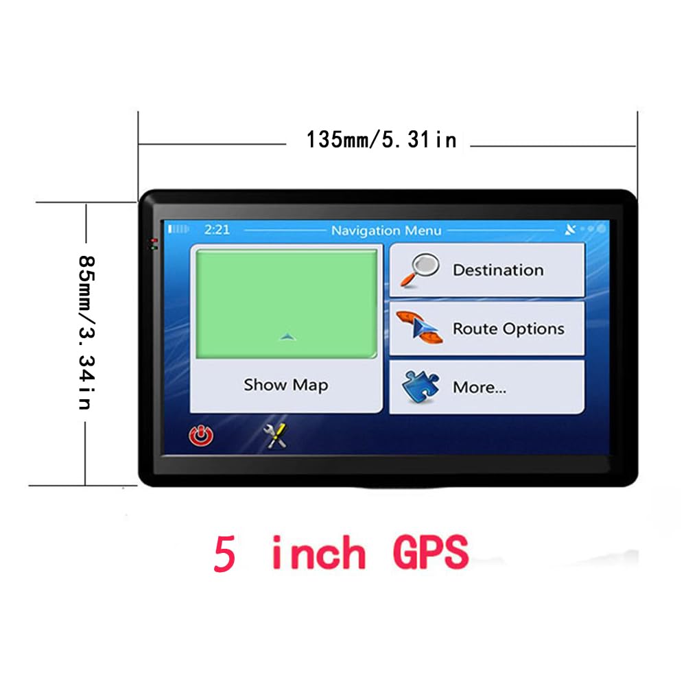 NEWFUN Navigatore Camion,Navigatore Auto,2025 5 Pollici GPS Touchsceen 8GB,con POI Avviso Guida vocale Lane Programma gratuito a vita Aggiornamento UE,per Auto Camion