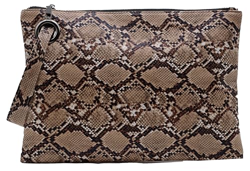 Image of Amaze Women's Oversized Envelope Clutch Purse, Large PU Leather Evening Bag with Wristlet Strap for Wedding & Party