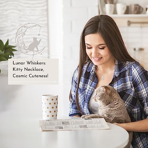 Li-Jacobs Cat on the Moon Necklace: Silver Crescent Charm for Cat Lovers - Gift for Her Birthday, Christmas, Mother's Day, Valentines Day4