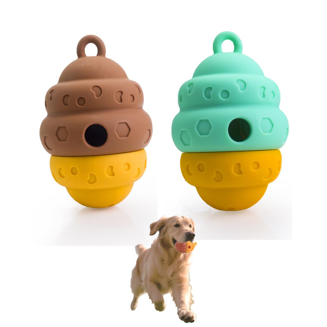 Yjia 2Pcs Stuffable Dog Toys for Small Medium Large Breeds, Puppy Chew Toys, Treat-Filling Capabilities, Food-Grade Silicone, Indestructible Dog Toys for Teething and Boredom