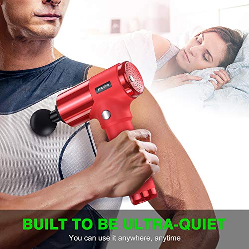 Quiet Glide Technology Massage Gun,ENEACRO Handheld Deep Tissue Percussion Massager Device for Athletes,4 Speeds and 6 Heads,Pure Wave Fascial Gun with Case(Red) - Thumbnail 5