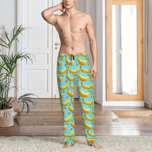 Mens Pajama Pants - Cute Banana Print Soft Sleep Lounge Pants For Men, Casual Pj Bottoms With Pockets2