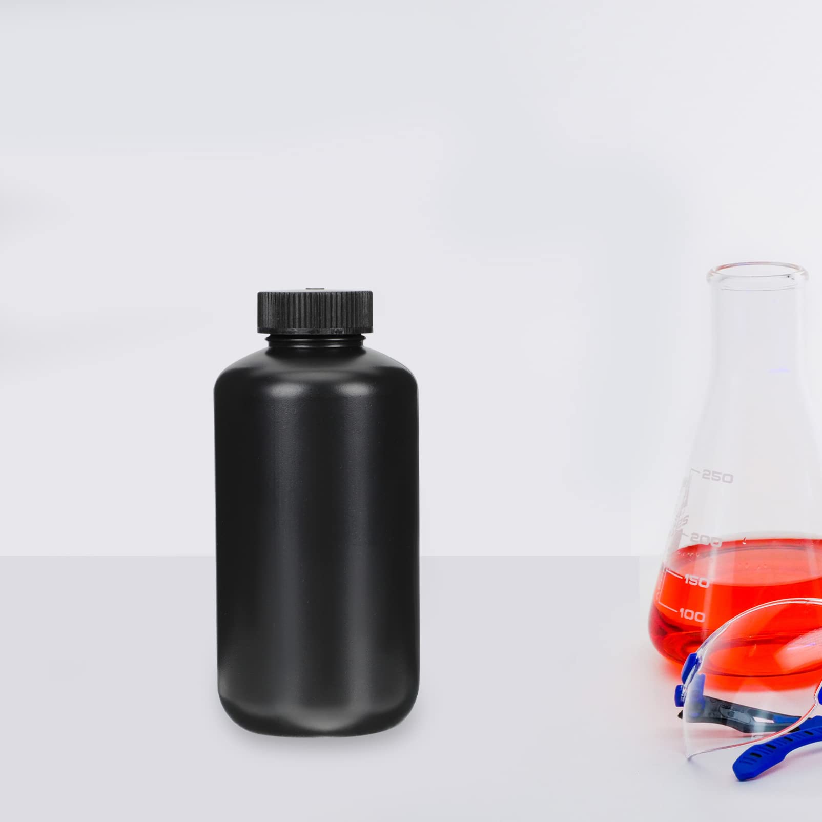 Mobestech 4 Piezas Frasco De Sombra De Boca Estrecha Contenedor De Reactivos De Laboratorio Botellas De Muestra De Agua Botellas De Almacenamiento De Boca Ancha Con Cubierta Botella Redonda