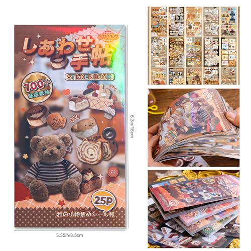 Image of Girl's Japanese Retro Sticker Book, 700+ Kawaii Old Showa Style Embroidered Stickers, Funny Bread Theme for DIY Scrapbooking Journaling Handbook Decoration