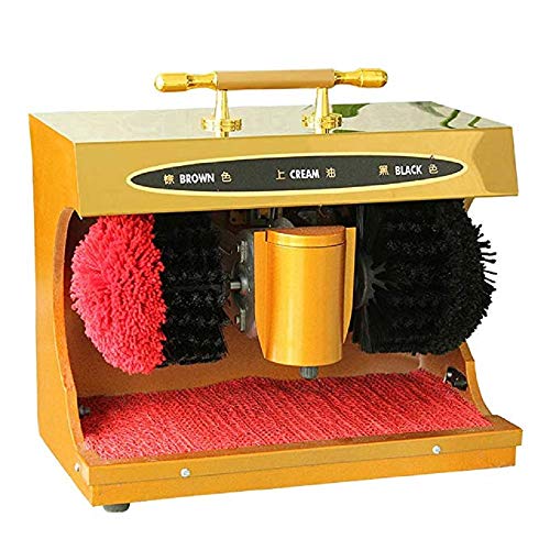 Fayelong Macchina Automatica Per Lucidatura Scarpe, Macchina Per Lucidatura Elettrica e Lucidatrice con 2 Spazzole (Oro)