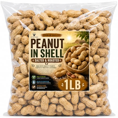 Peanuts In Shell | 1 LB Bulk Value Pack | Roasted & Salted - Healthy natural snack Perfect for office share and TO-GO - Crunchy Whole Peanuts Classic Snack