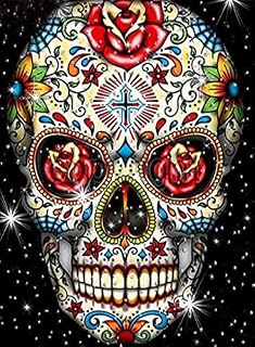 DIY 5D Diamond Painting Kits Full Drill for Adults Kids, Skull Arts and Craft Diamond Pictures, Crystal Rhinestone Embroidery Cross Stitch Canvas Painting by Number for Home Wall Decor Gifts-30*40cm