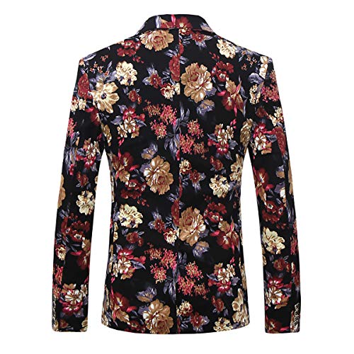 Cloudstyle Mens 2 Piece Suit Notched Lapel Sport Coat Floral One Button Slim Fit Tweed Suit4